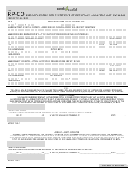 Document preview: Form RP-CO Application for Certificate of Occupancy - Multiple Unit Dwelling - City of South Euclid, Ohio
