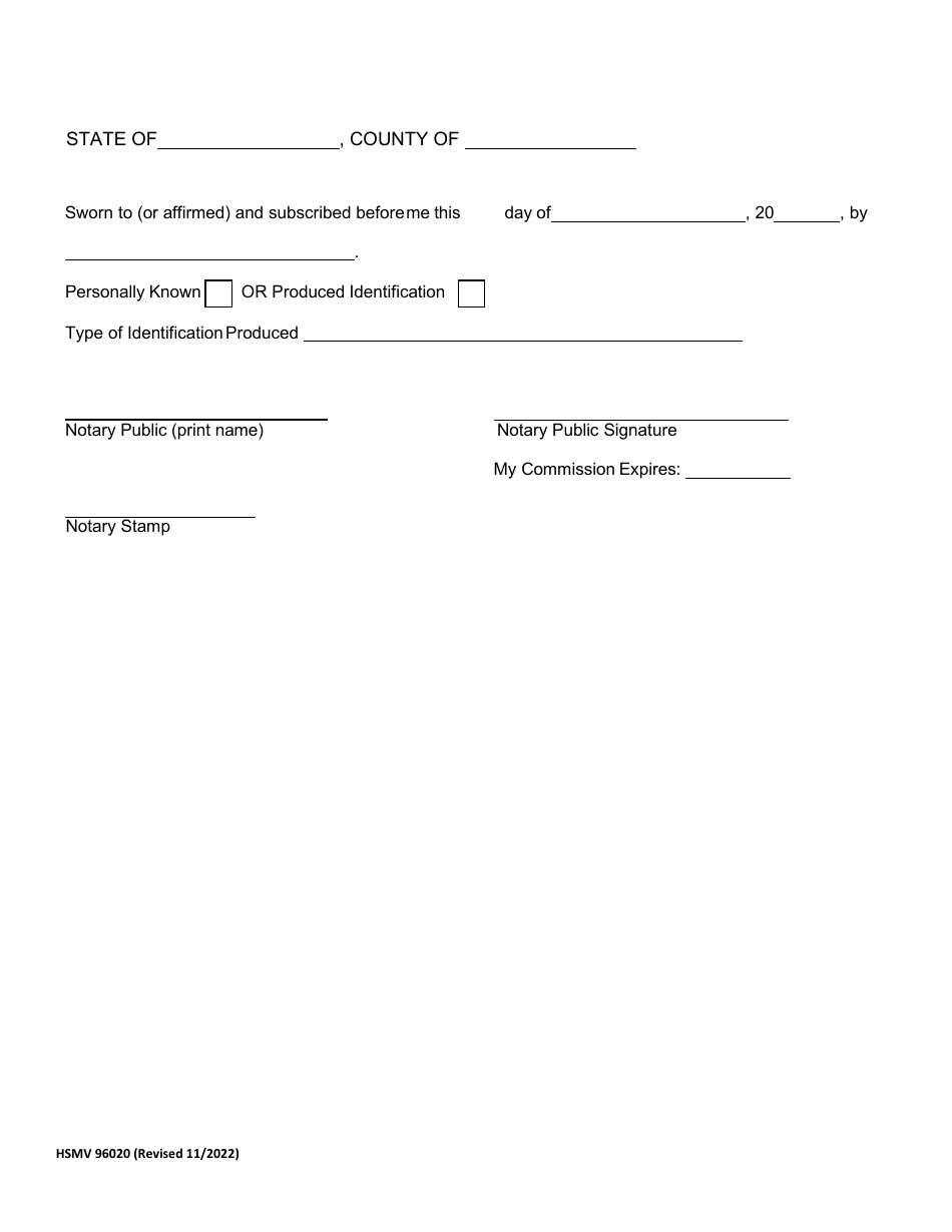 Form Hsmv96020 Download Fillable Pdf Or Fill Online Request To Withhold 