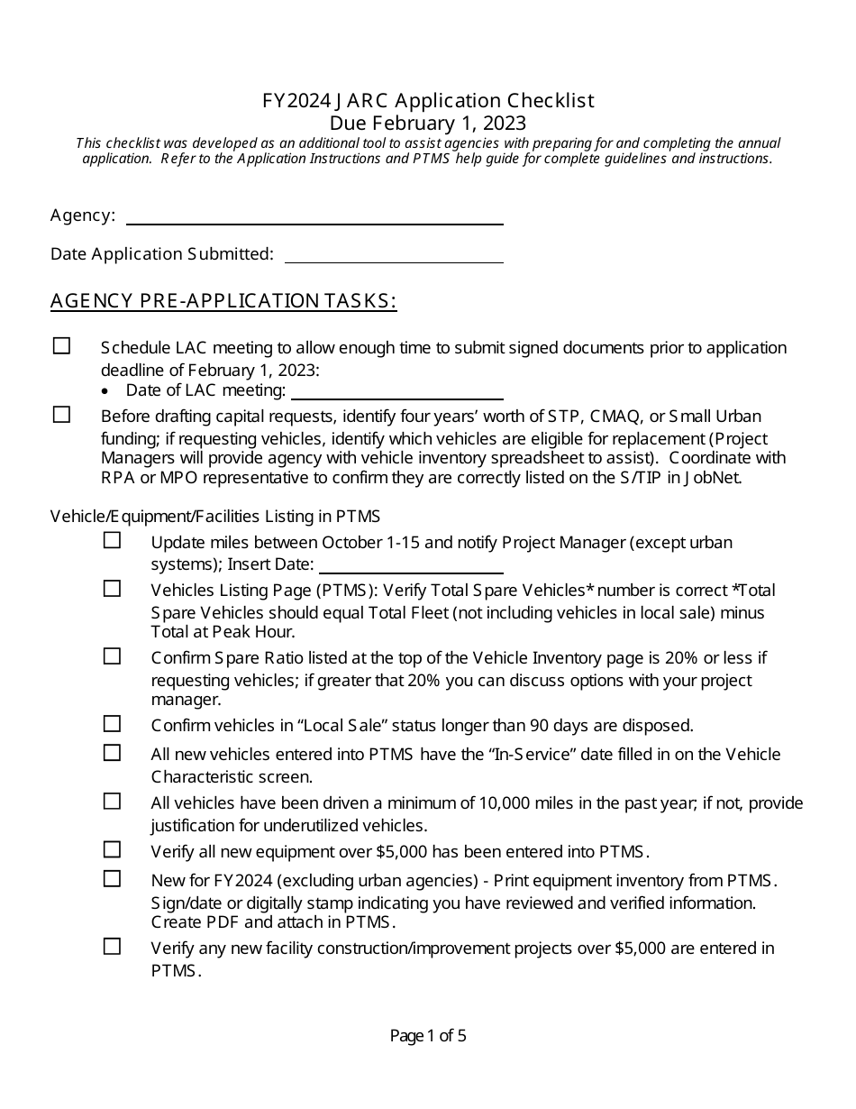 Jarc Application Checklist - Michigan, Page 1