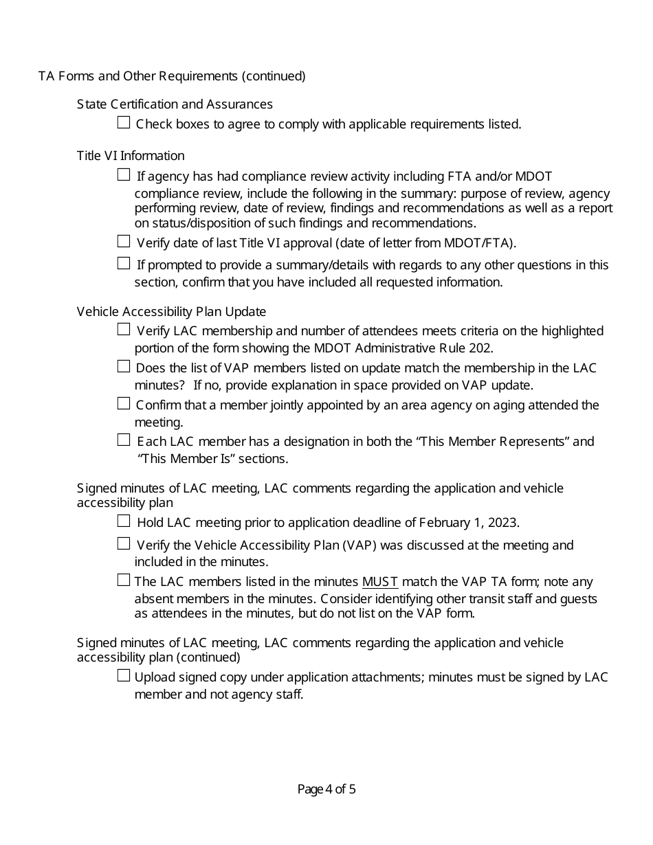Jarc Application Checklist - Michigan, Page 4