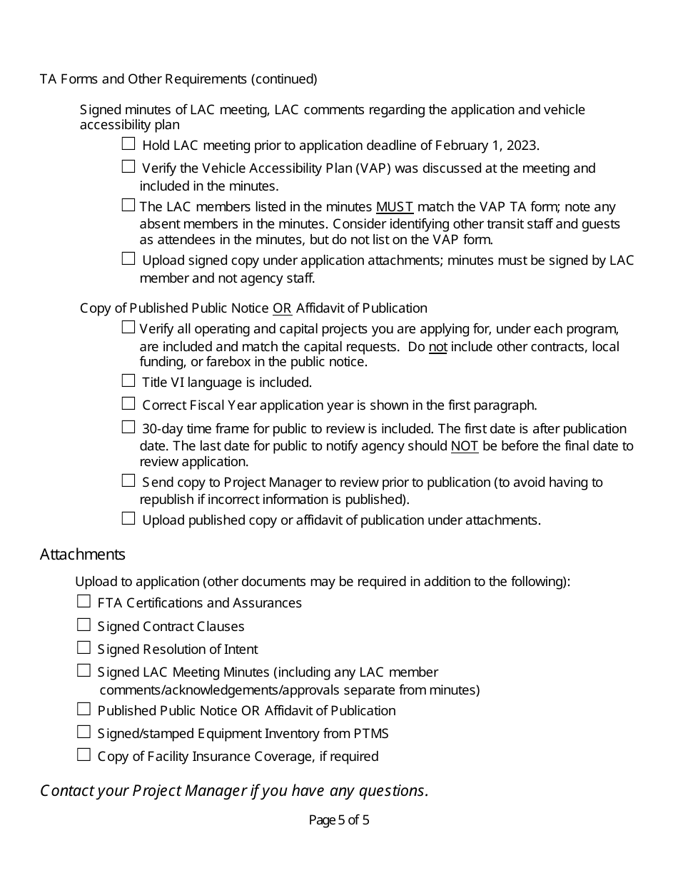 New Freedom Application Checklist - Michigan, Page 5