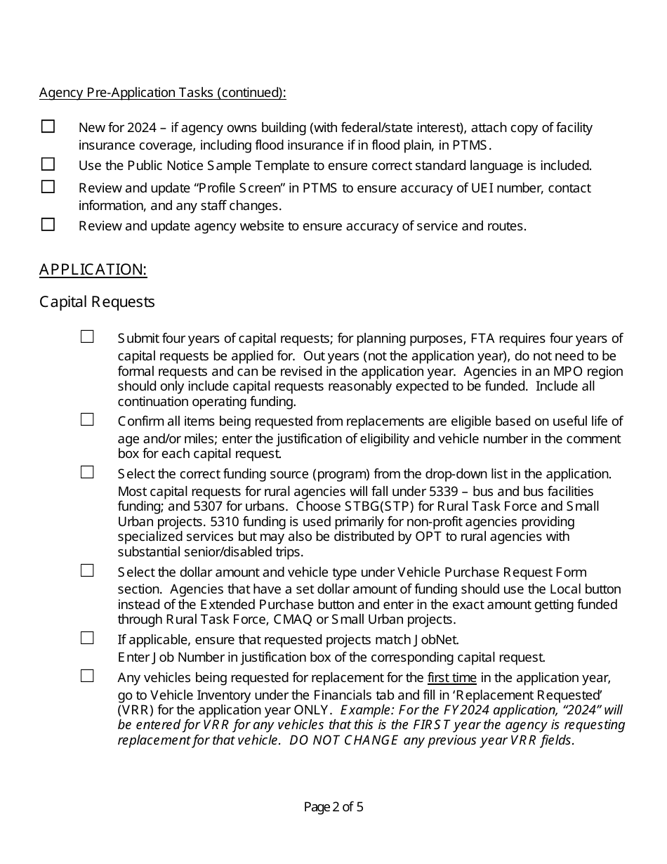 Regular Service Application Checklist - Michigan, Page 2