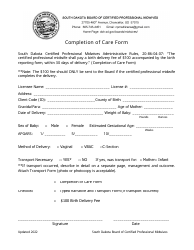 Completion of Care Form - South Dakota, Page 2