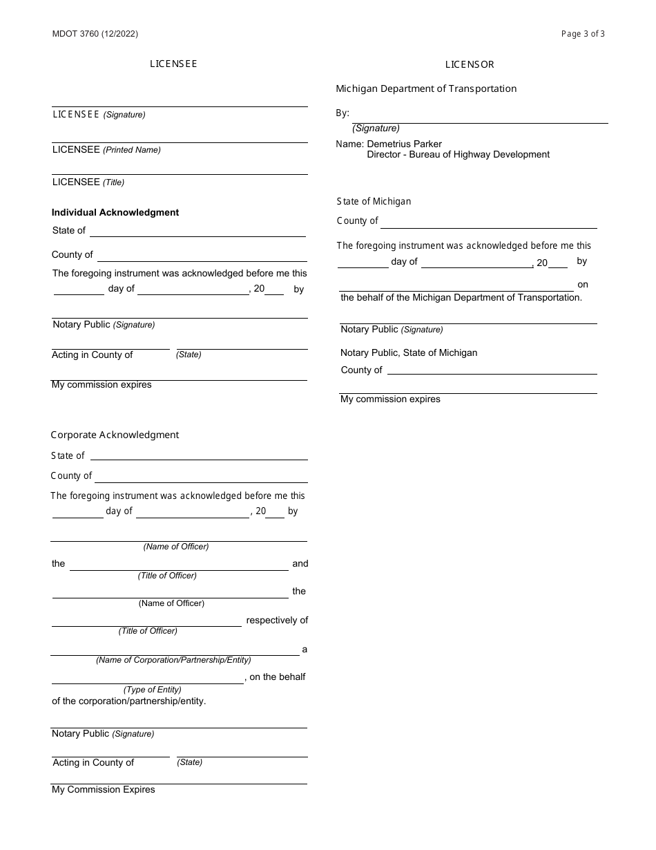 Form 3760 Environmental License Agreement - Michigan, Page 3