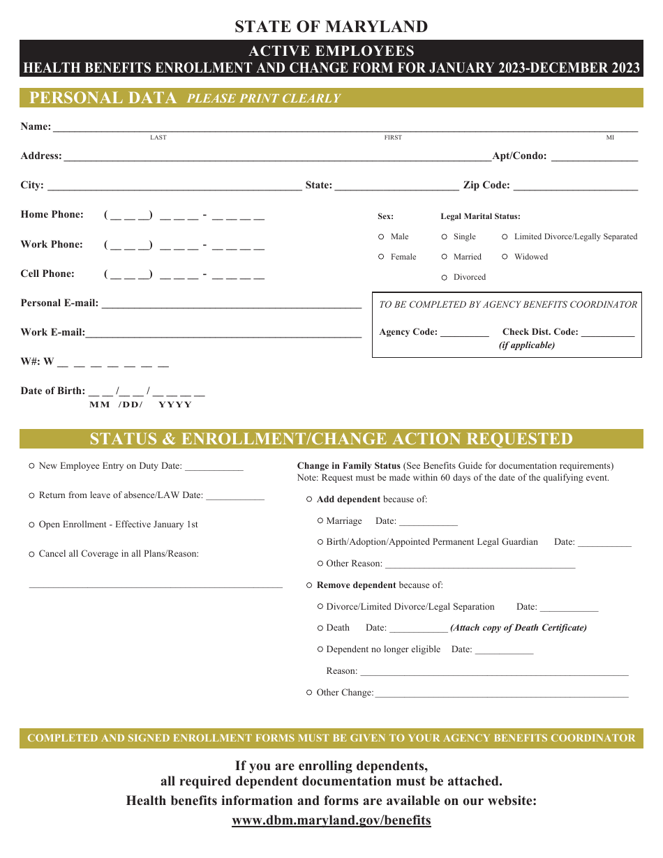 2023 Maryland Active Employees Health Benefits Enrollment and Change