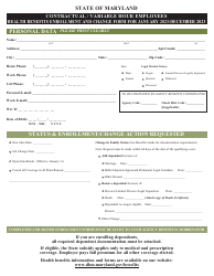 Document preview: Contractual/Variable Hour Employees Health Benefits Enrollment and Change Form - Maryland, 2023