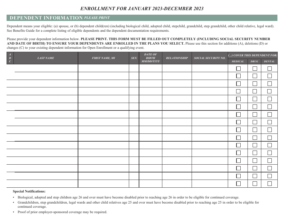 Satellite Employees Health Benefits Enrollment and Change Form - Maryland, Page 2