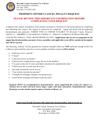 Document preview: TC-CP Form 100 Property Owner's Cancel Penalty Request - Riverside County, California