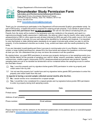 Groundwater Study Permission Form - Oregon