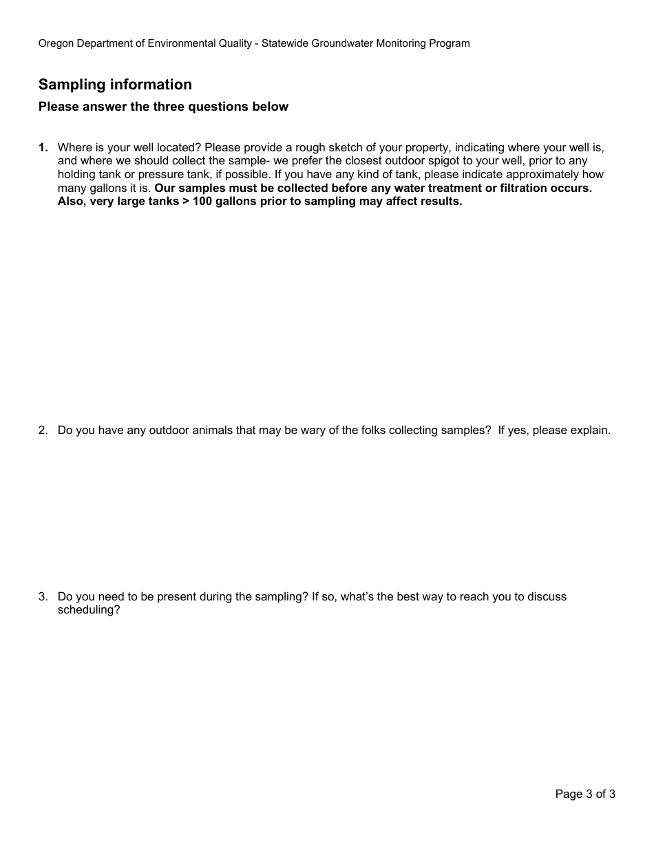 Groundwater Study Permission Form - Oregon, Page 3