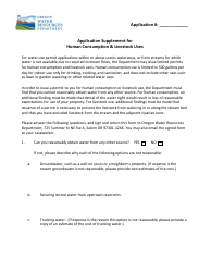 Application Supplement for Human Consumption &amp; Livestock Uses - Oregon