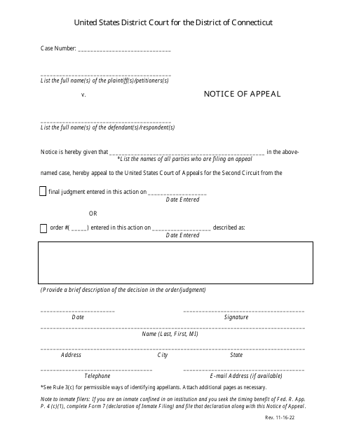 Notice of Appeal - Connecticut Download Pdf