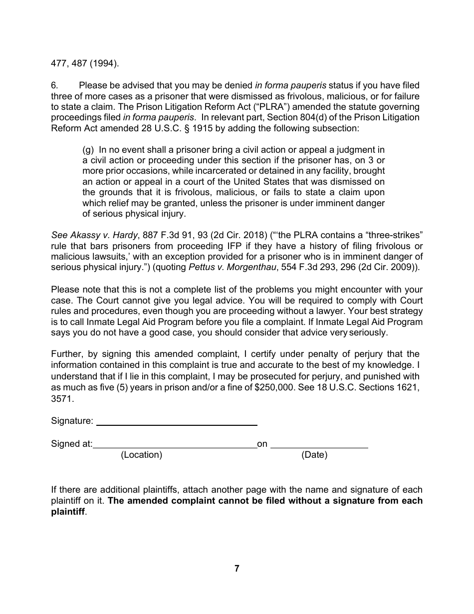 Pro Se Prisoner Civil Rights Amended Complaint - Connecticut, Page 7