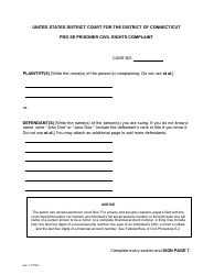 Document preview: Pro Se Prisoner Civil Rights Complaint - Connecticut