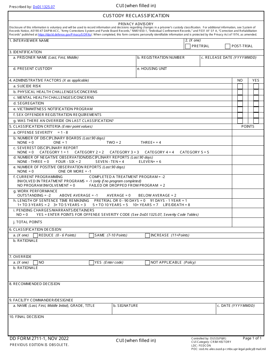 DD Form 2711-1 - Fill Out, Sign Online and Download Fillable PDF ...