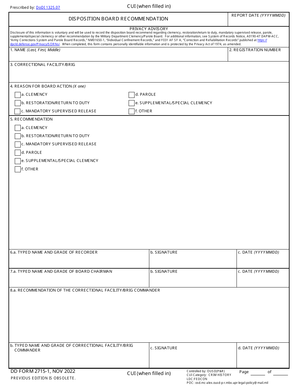Dd Form 2715 1 Download Fillable Pdf Or Fill Online Disposition Board