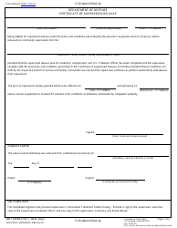 Document preview: DD Form 2716-1 Department of Defense Certificate of Supervised Release