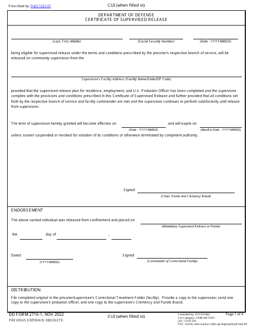 DD Form 2716-1  Printable Pdf