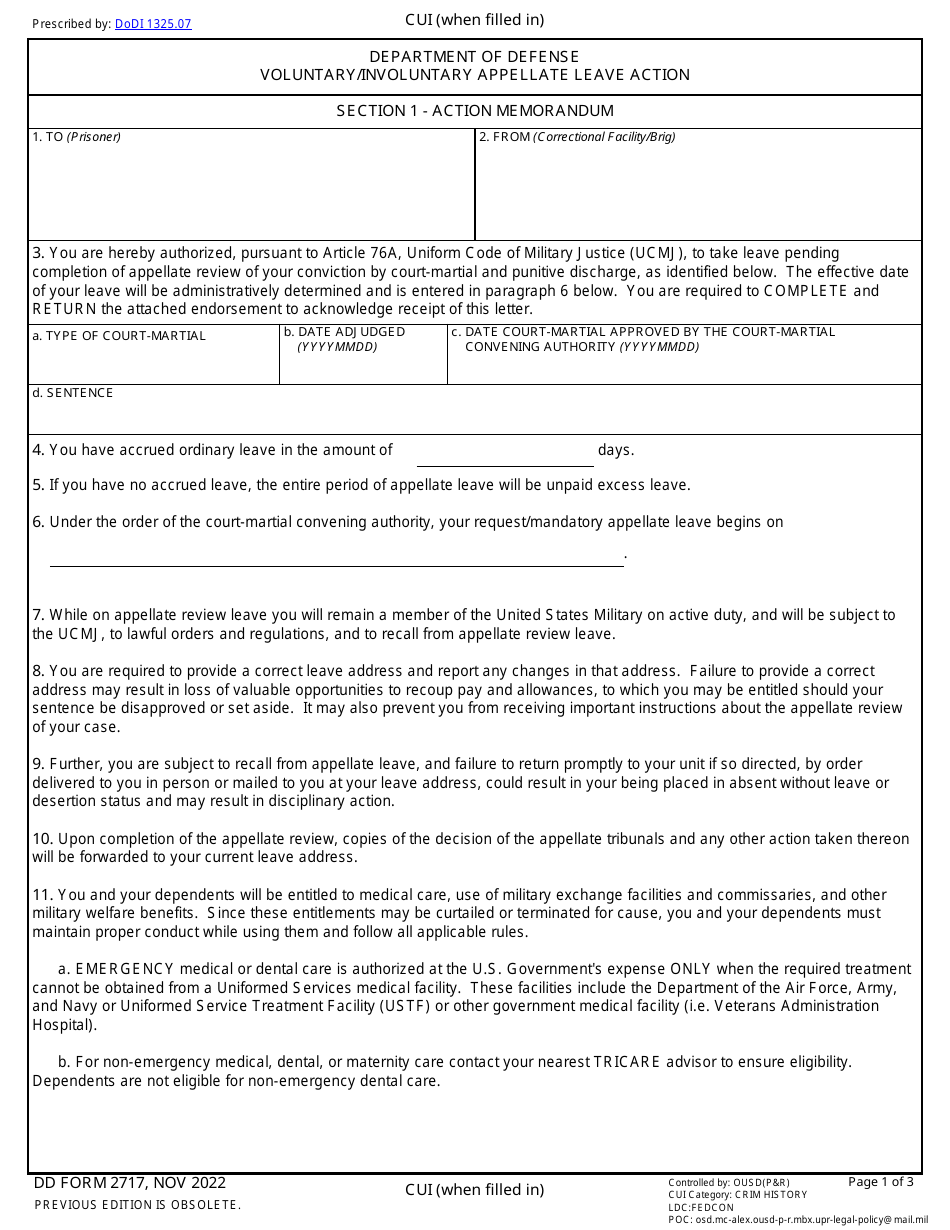 DD Form 2717 Download Fillable PDF or Fill Online Department of Defense ...