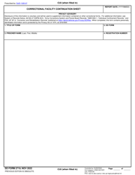 Document preview: DD Form 2719 Correctional Facility Continuation Sheet