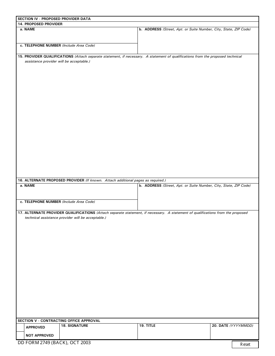 DD Form 2749 Technical Assistance for Public Participation (Tapp) Application, Page 2