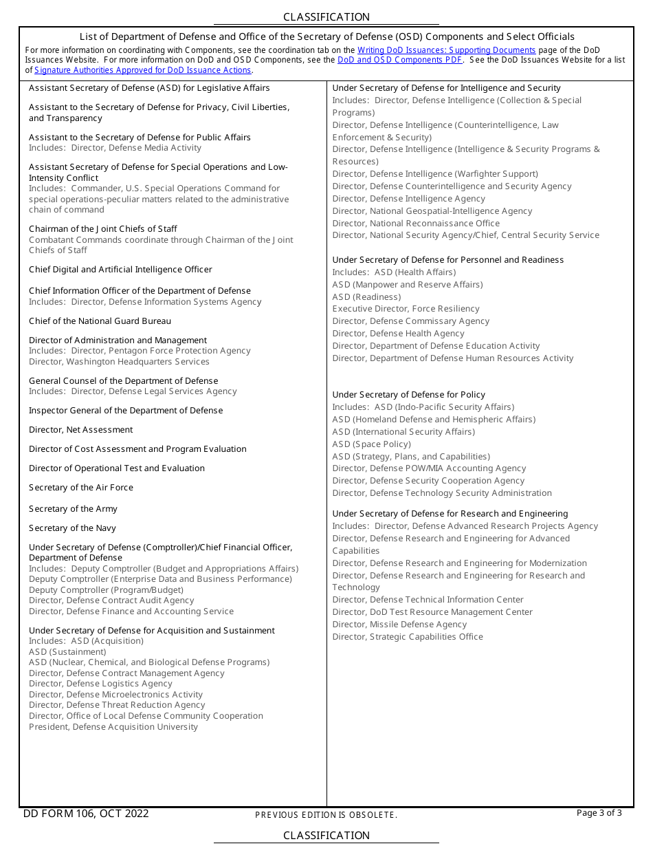 DD Form 106 Download Fillable PDF Or Fill Online DoD Issuances Program DD Form 106 Download Fillable PDF Or Fill Online DoD Issuances Program