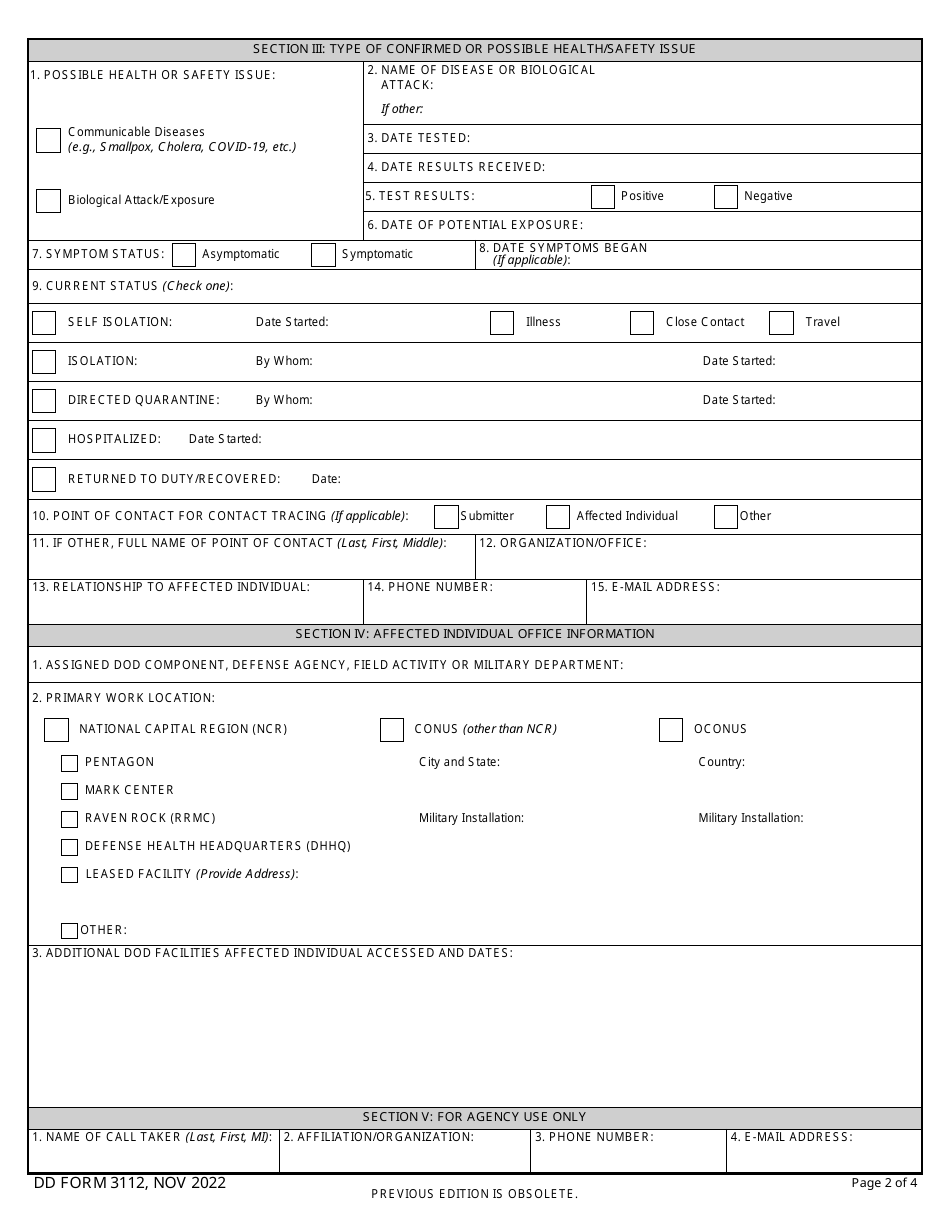 DD Form 3112 Download Fillable PDF or Fill Online Personnel ...