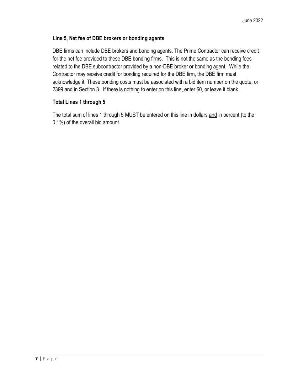 Instructions for Form ITD2396 Dbe Commitments - Idaho, Page 7