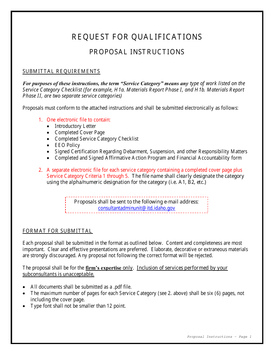 Request for Qualifications for Term Agreement for Consultant Services - Idaho, Page 6