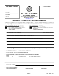 Form REA-1 Application for Real Estate Appraiser Credential - Oklahoma