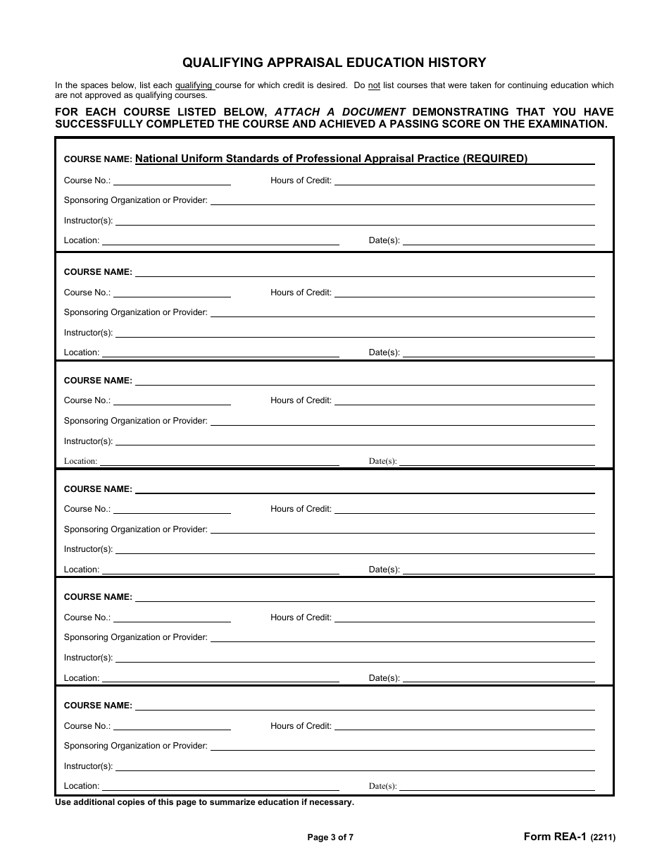 Form REA-1 Application for Real Estate Appraiser Credential - Oklahoma, Page 3