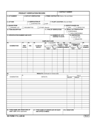 DD Form 1714 Product Verification Record
