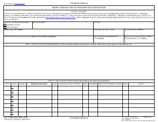 Document preview: DD Form 509 Inspection Record of Prisoner in Segregation