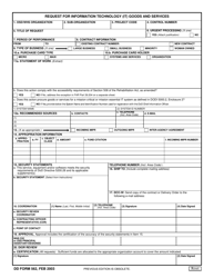 DD Form 562 Request for Information Technology (It) Goods and Services