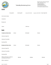 Turbidity Monitoring Form - Additional Monitoring Stations - Florida, Page 2