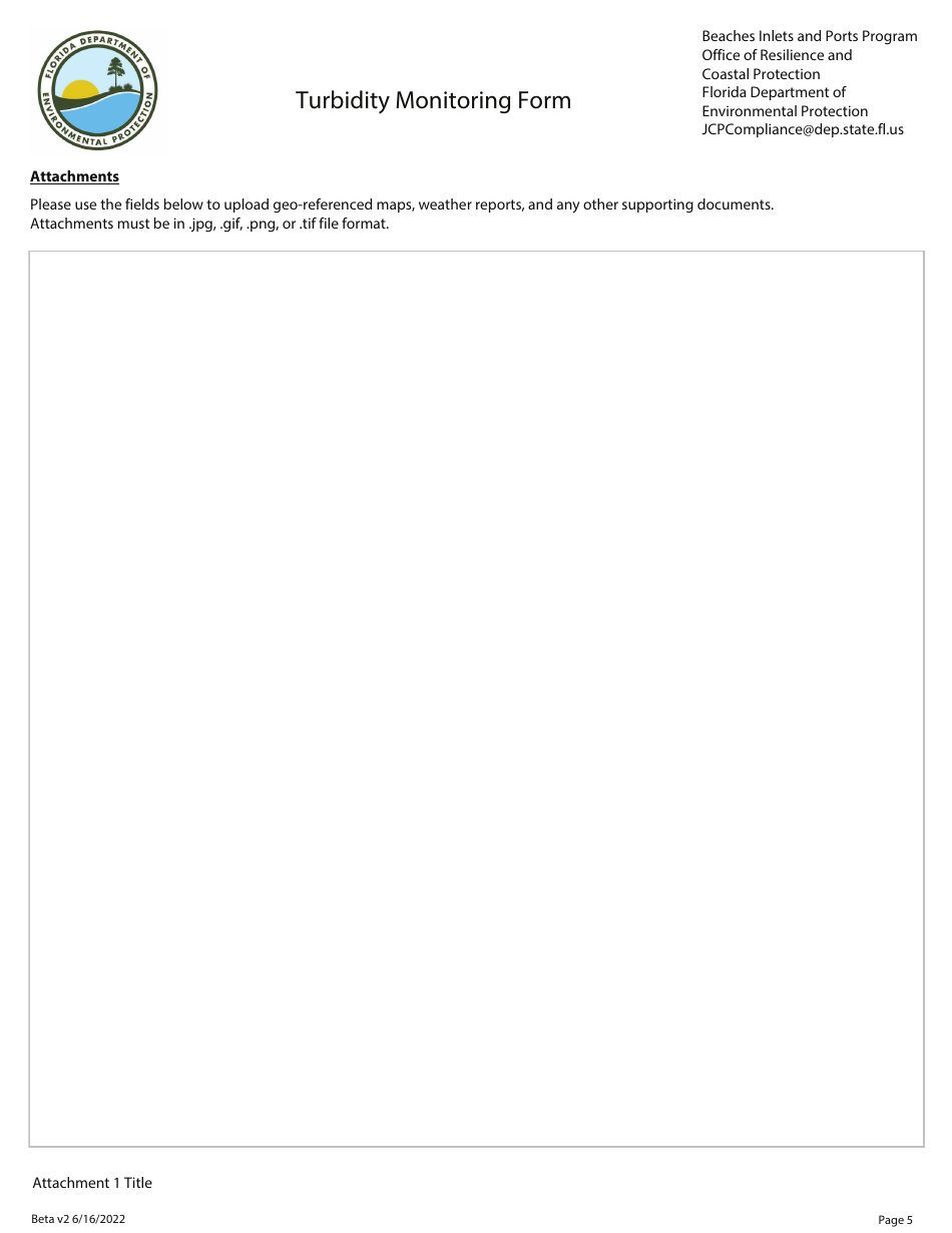 Turbidity Monitoring Form - Additional Monitoring Stations - Florida, Page 5