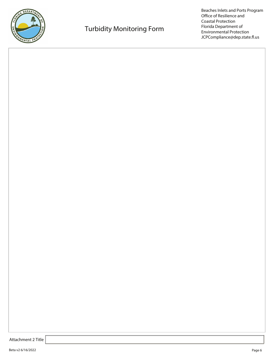 Turbidity Monitoring Form - Additional Monitoring Stations - Florida, Page 6