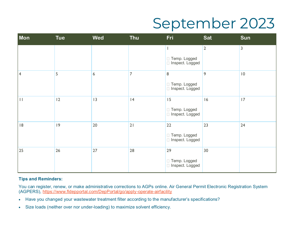 Compliance Calendar for Florida Perchloroethylene Dry Cleaners - Florida, Page 22