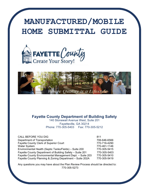 Manufactured / Mobile Home Submittal Guide - Fayette County, Georgia (United States) Download Pdf