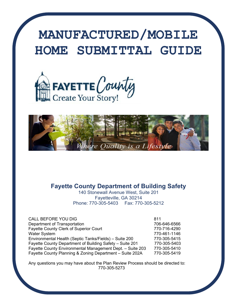 Manufactured / Mobile Home Submittal Guide - Fayette County, Georgia (United States), Page 1