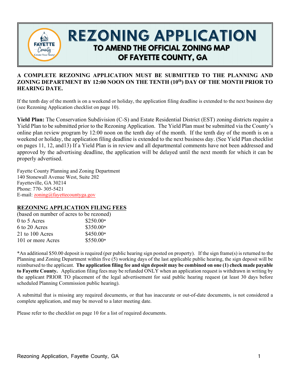 2023 Fayette County Georgia United States Rezoning Application Fill Out Sign Online And 9286