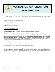 Variance Application - Fayette County, Georgia (United States)