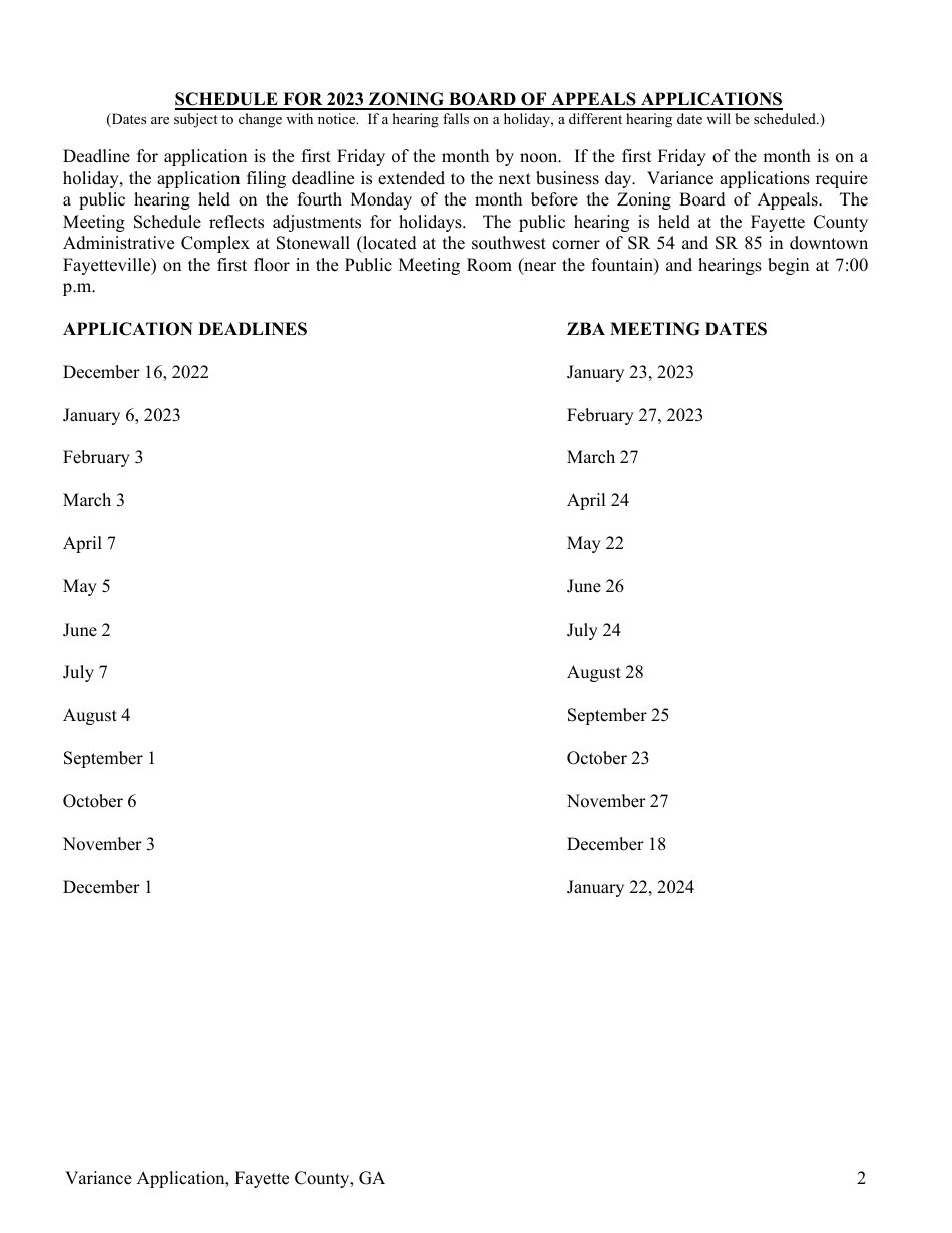 Variance Application - Fayette County, Georgia (United States), Page 2