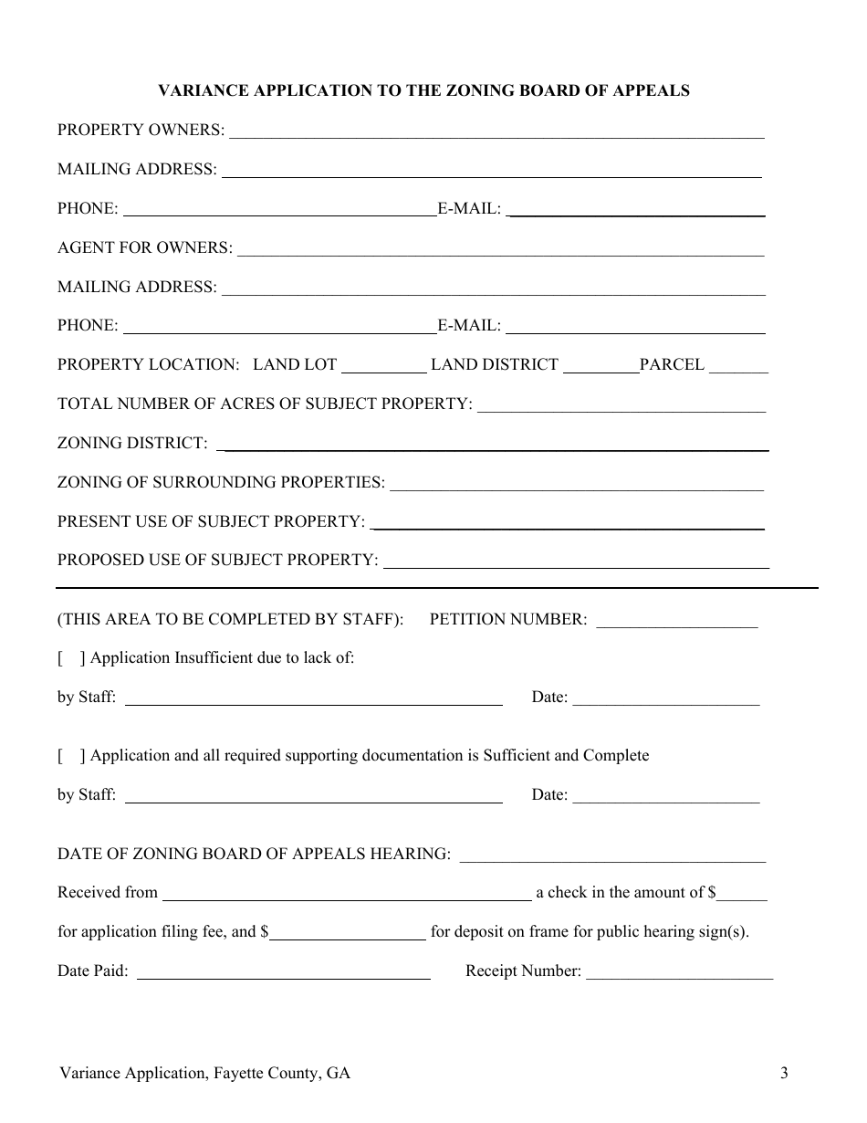 Variance Application - Fayette County, Georgia (United States), Page 3
