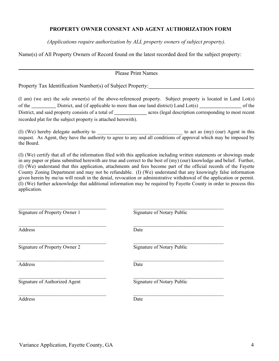 Variance Application - Fayette County, Georgia (United States), Page 4