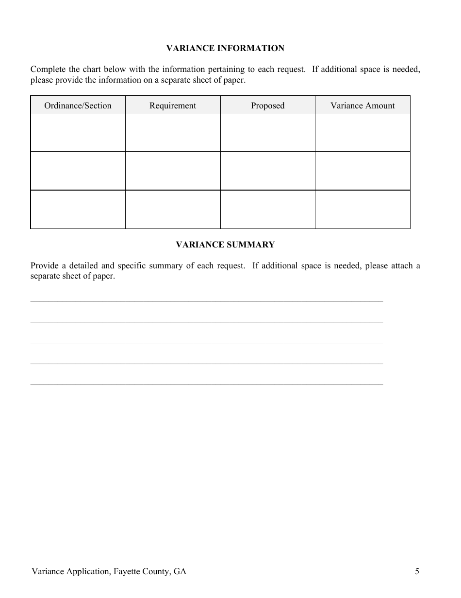 Variance Application - Fayette County, Georgia (United States), Page 5