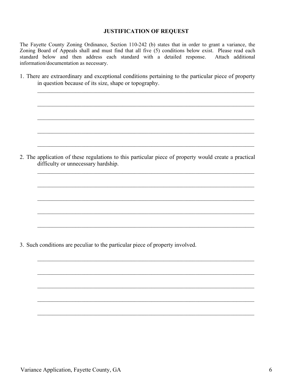 Variance Application - Fayette County, Georgia (United States), Page 6
