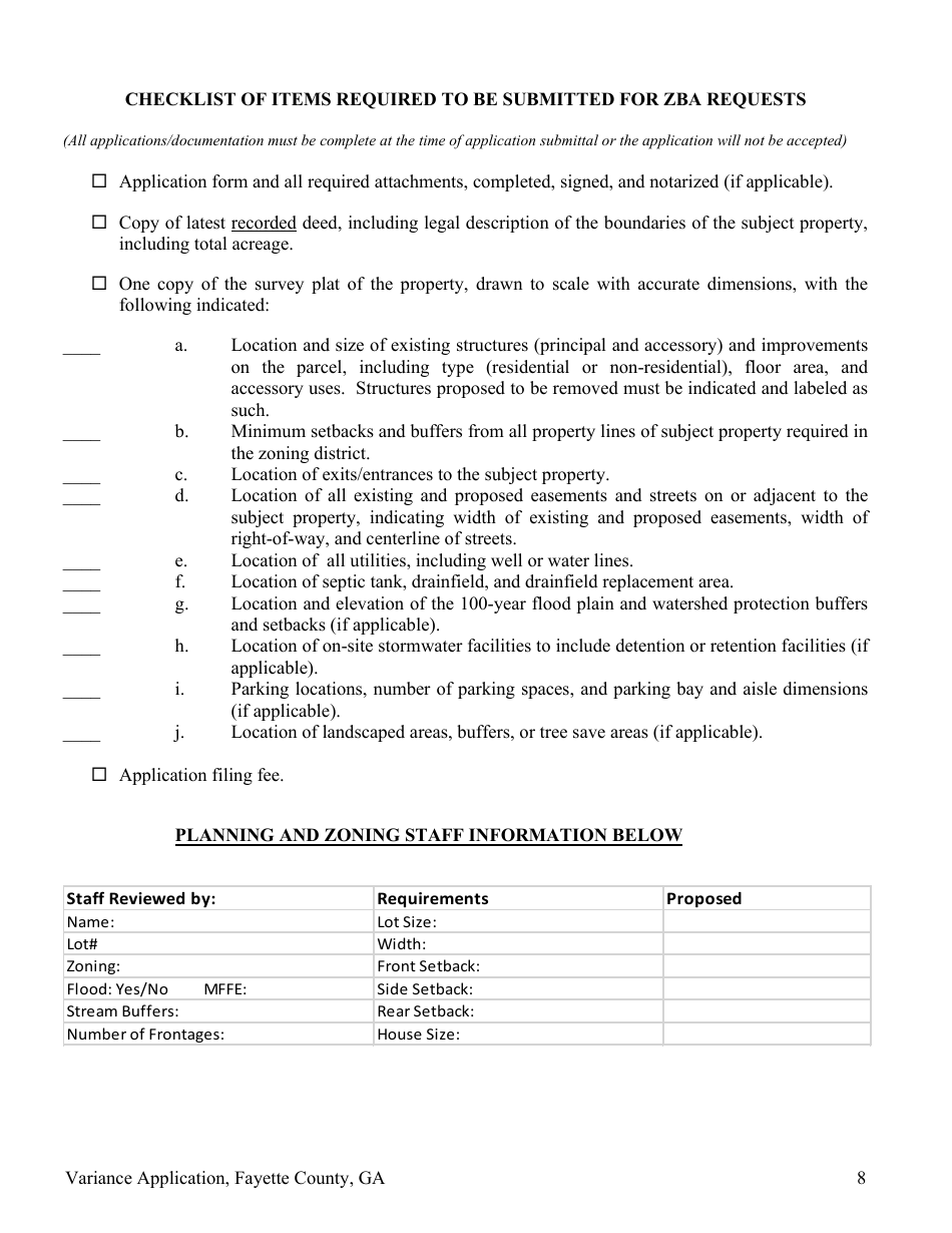Variance Application - Fayette County, Georgia (United States), Page 8