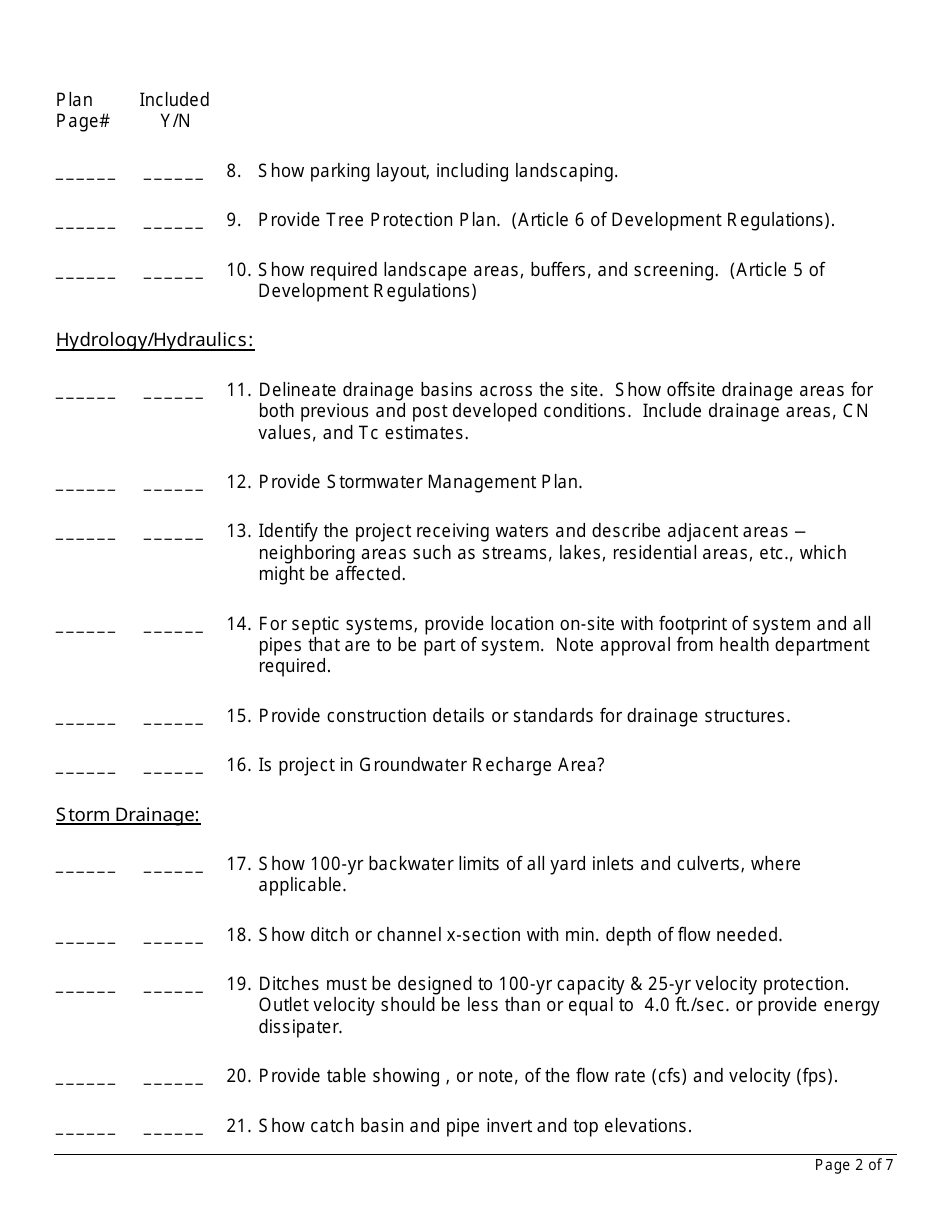 Non-residential Site Plan Checklist - Fayette County, Georgia (United States), Page 2