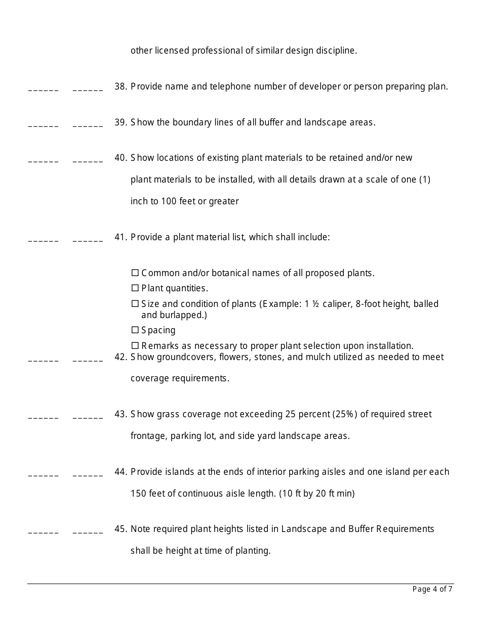Non-residential Site Plan Checklist - Fayette County, Georgia (United States), Page 4